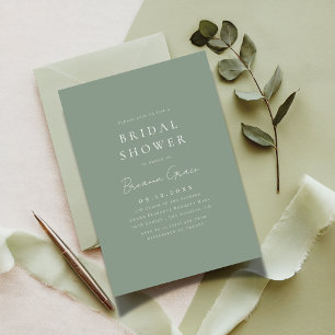 Typography Modern Script Sage Green Bridal Shower Invitation