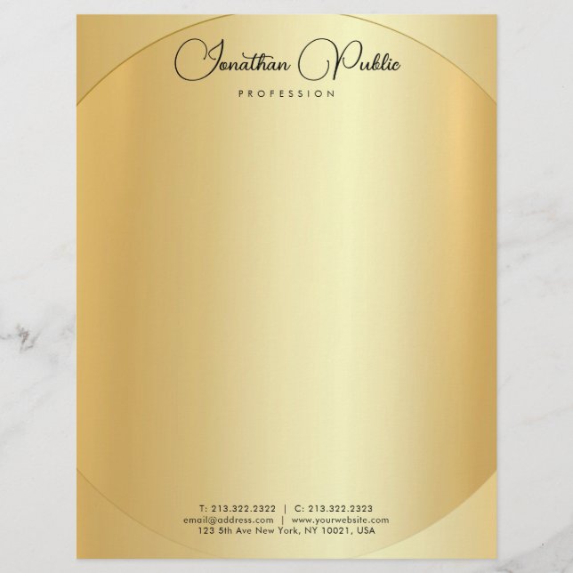 Typography Modern Simple Elegant Gold Template Letterhead (Front)