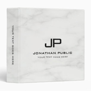 Typography Monogram Elegant Marble Design Binder
