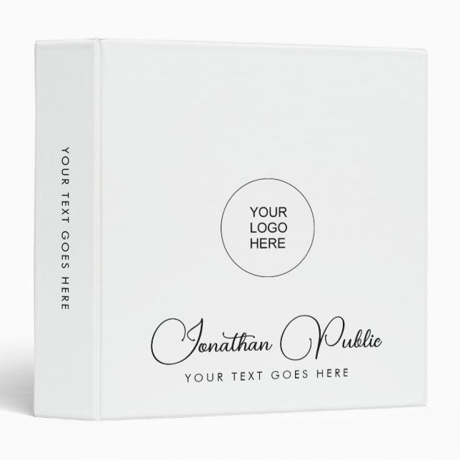 Typography Name Add Company Logo Personalized Binder (Front/Spine)