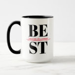 Typography Name Best Man Wedding Mug<br><div class="desc">A wedding best man mug with his name and black, white, and red typography design. The inside of the mug and the handle are black. Simply customize the name, add this mug to your cart, and gift this to your best man. Typography Name Best Man Wedding Mug Holidayday Design |...</div>