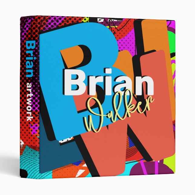Typography Name / Bold Initials Colourful Artwork Binder (Front/Spine)