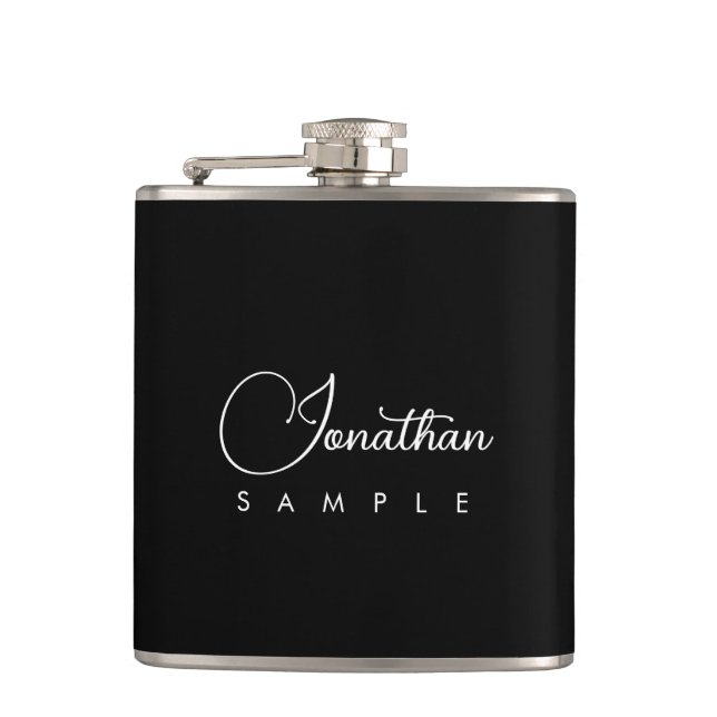 Typography Name Modern Elegant Clean Template Hip Flask (Front)