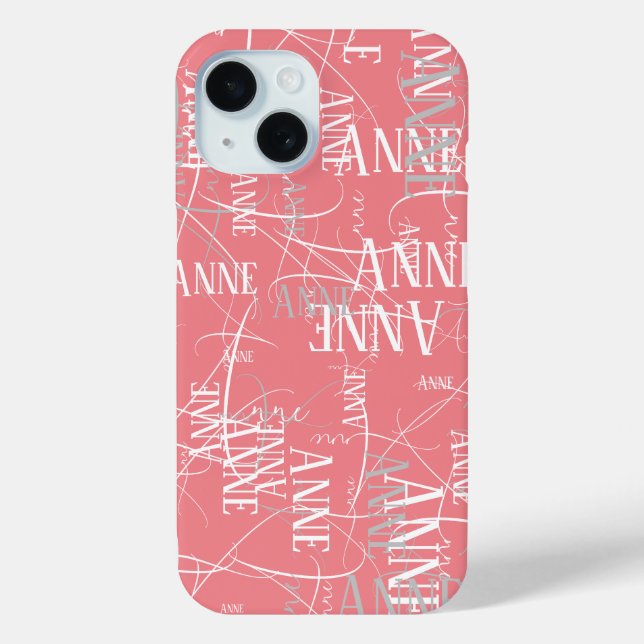 Typography Name Pattern Pink   Case-Mate iPhone Case (Back)