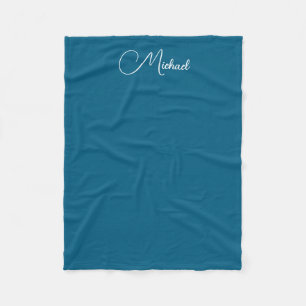 Typography Name Small Elegant Template Ocean Blue Fleece Blanket