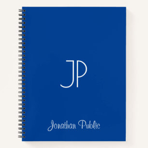 Typography Name Template Monogram Deep Blue Notebook