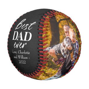 Typography on Chalk Dark Father's Day Baseball