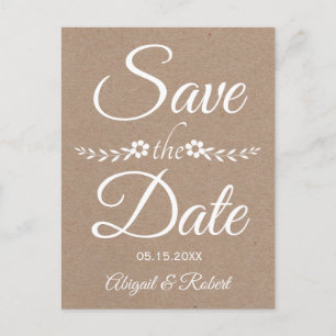 Typography on kraft paper wedding Save the Date Announcement Postcard