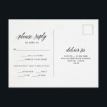 Typography on Watercolor Paper | Meal Choice Rsvp Postcard<br><div class="desc">These simple and minimal wedding RSVP postcards feature black calligraphy on a white, faux watercolor paper background, with a spot for your guests' choice of meals. There is room to add your guests options for dinner choice of entrée. Text is kept away from the top and bottom edges of the...</div>