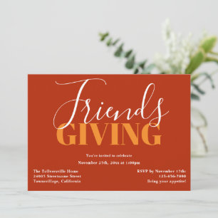 Typography Orange Friendsgiving Invitation