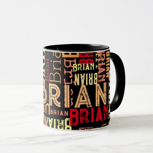 Typography Pattern of Custom Colour Names Mug (Front Right)