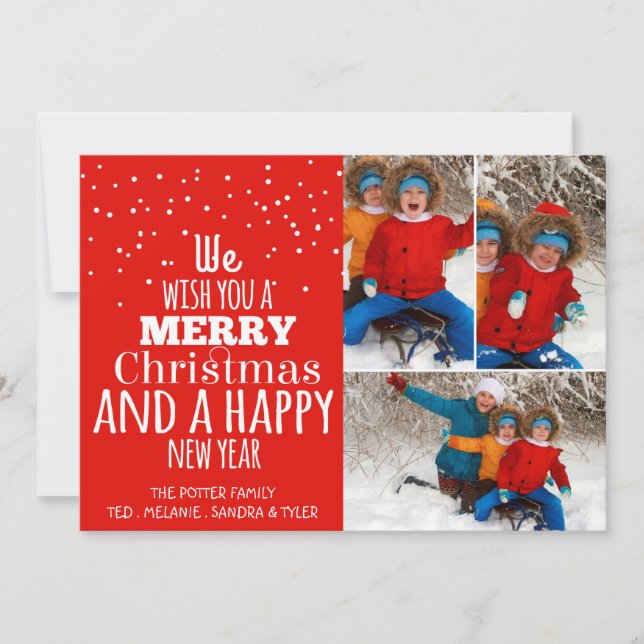 Typography Photo Holiday Greeting card (Front)