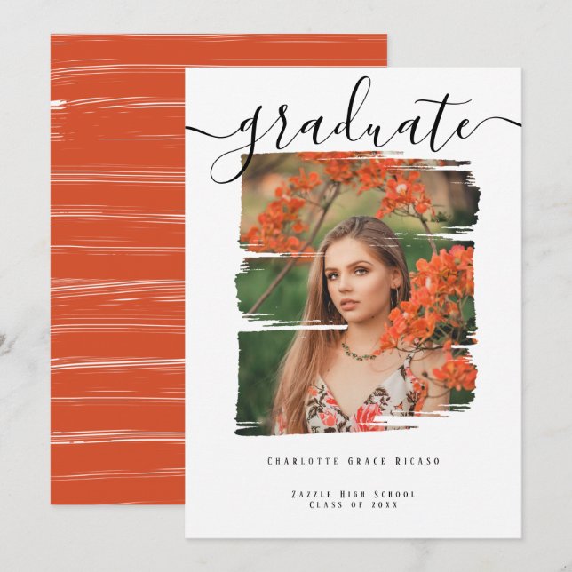 Typography Photo Personalized Graduation Invitation (Front/Back)