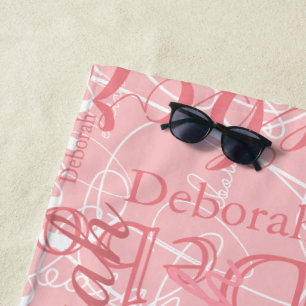 Typography Pinkish Names Pale Pink  Beach Towel