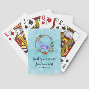 Typography Quote with a Watercolor Wolf Boho Styl Playing Cards