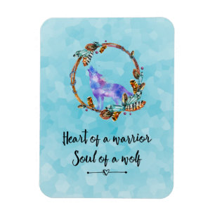 Typography Quote with a Watercolor Wolf Boho Style Magnet