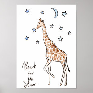 Typography "reach for the star" Giraffe Print