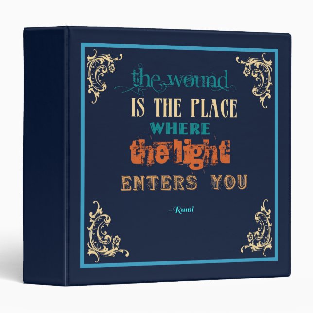 Typography Rumi Quote - The Wound Binder (Front/Spine)