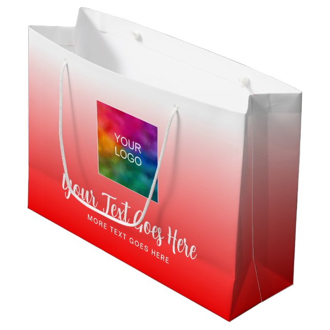 Typography Script Custom Red Template Logo Here Large Gift Bag (Front Angled)