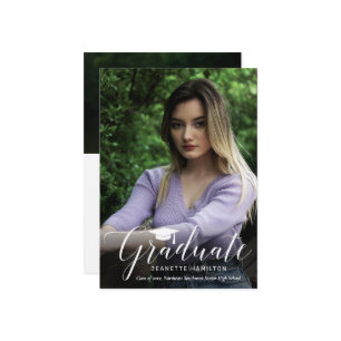 Typography Script Front/Back Photo Graduation Invi Invitation