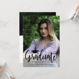 Typography Script Front/Back Photo Graduation Invi Invitation