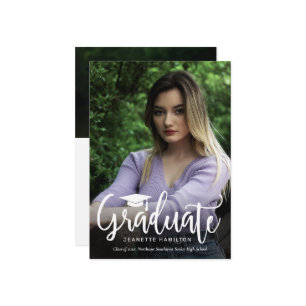 Typography Script Front/Back Photo Graduation Invitation
