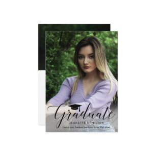 Typography Script Front/Back Photo Graduation Invitation