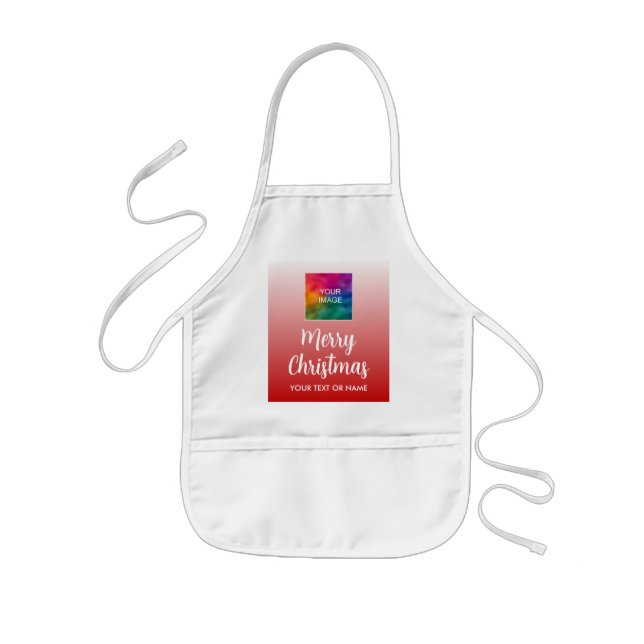 Typography Script Kids Girls Boys Merry Christmas Kids Apron (Front)