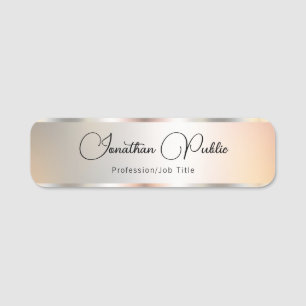 Typography Script Name Faux Silver Template Trendy Tag