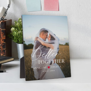 Typography script personalized couple photo plaque