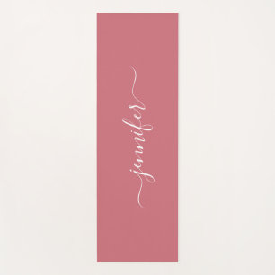 Typography Script Personalized Name Rose Gold Yoga Mat