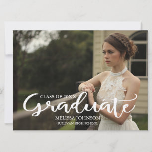 Typography Script Photo Graduation Invitation