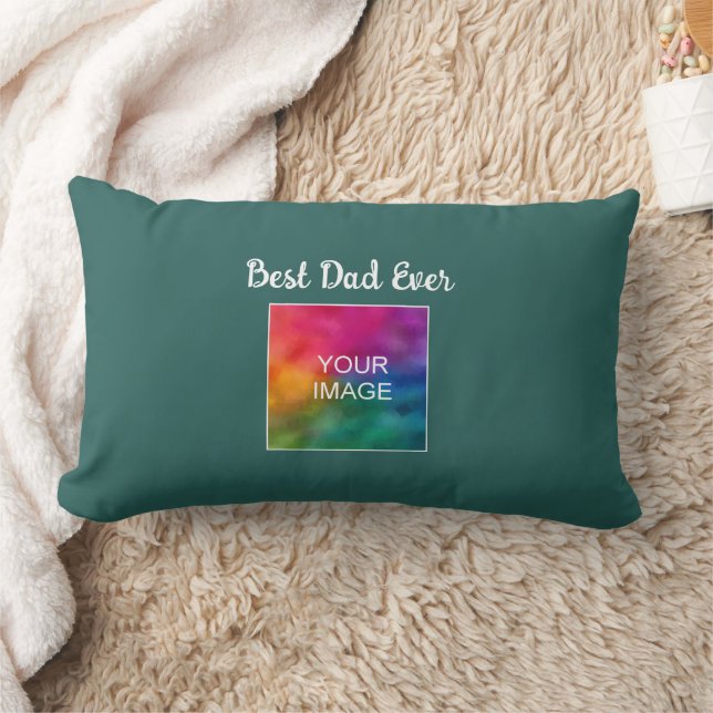 Typography Script Template Best Dad Ever Custom Lumbar Pillow (Blanket)