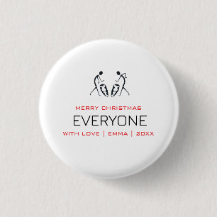 typography, Silhouette drummers Christmas 1 Inch Round Button
