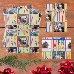 Typography Square Photos Colourful Rainbow Colours Wrapping Paper Sheet