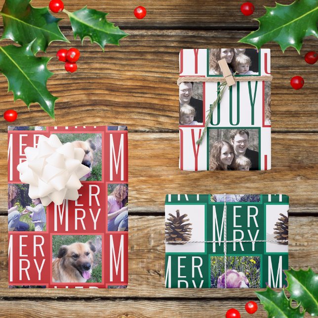 Typography Square Photos Traditional Colours Wrapping Paper Sheet (Creator Uploaded)