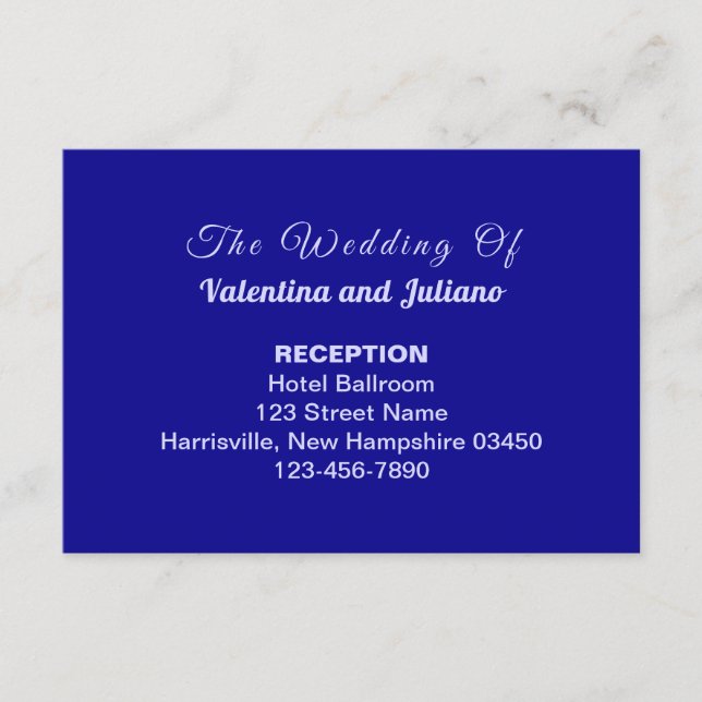 Typography Style Dark Blue Wedding Reception Enclosure Card (Front)