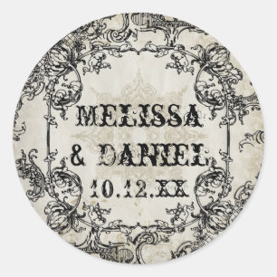 Typography Style Engravers Fonts Swirl Flourishes Classic Round Sticker