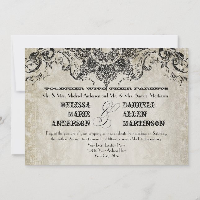 Typography Style Engravers Fonts Swirl Flourishes Invitation (Front)
