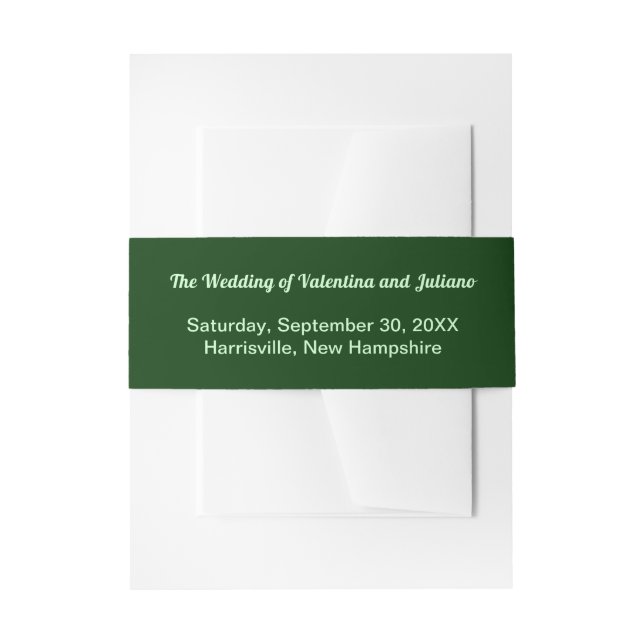 Typography Style Minimalist Dark Green Wedding Invitation Belly Band (Front Example)
