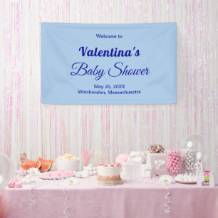 Typography Style Minimalist Light Blue Baby Shower Banner
