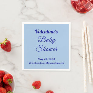 Typography Style Minimalist Light Blue Baby Shower Napkin