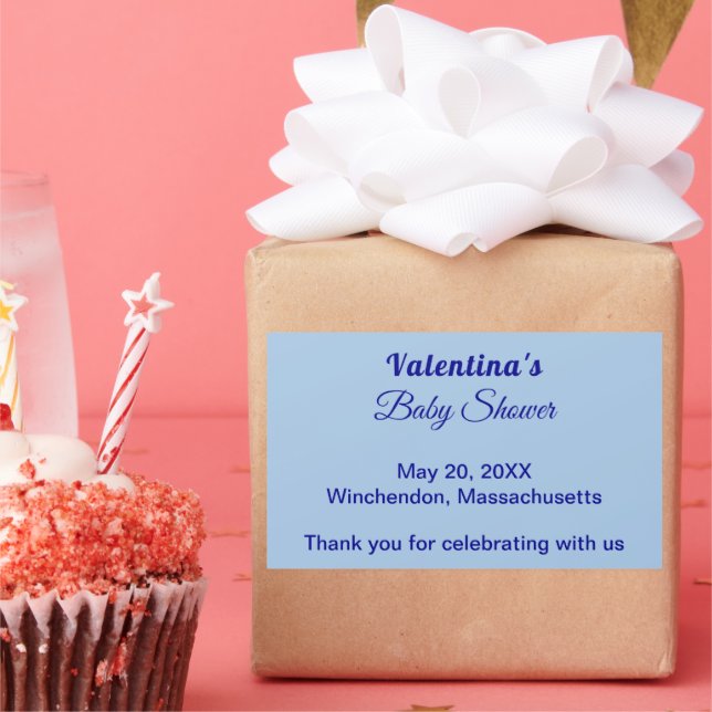 Typography Style Minimalist Light Blue Baby Shower Sticker (Party)