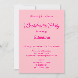 Typography Style Pink Bachelorette Party Invitation