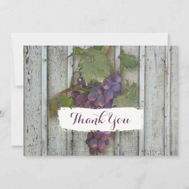 Typography Thank You Notes Rustic Wine Vineyard (Front)