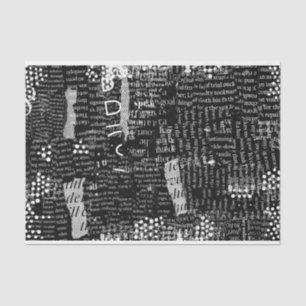 Typography tissue paper for decoupage or collage