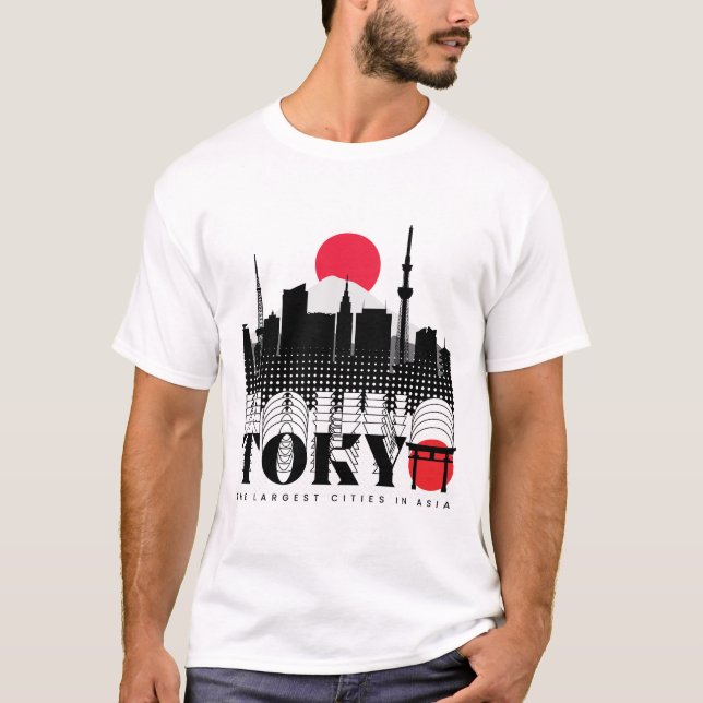 Typography Tokyo The Largest Cities in Asia T-Shirt (Front)