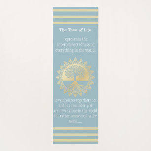 Typography Tree of Life Blue  and Gold Yoga Mat