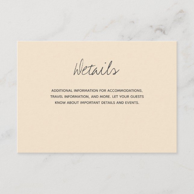 Typography Wedding Details  Enclosure Card (Front)