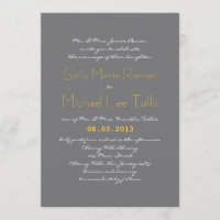Typography Wedding Invitation in Grey and Yellow